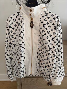 Louis Vuitton White & Black Monogram Zip Jacket for women